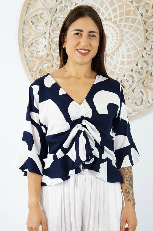 Buy Today Ruched Top "Abstract Geo"