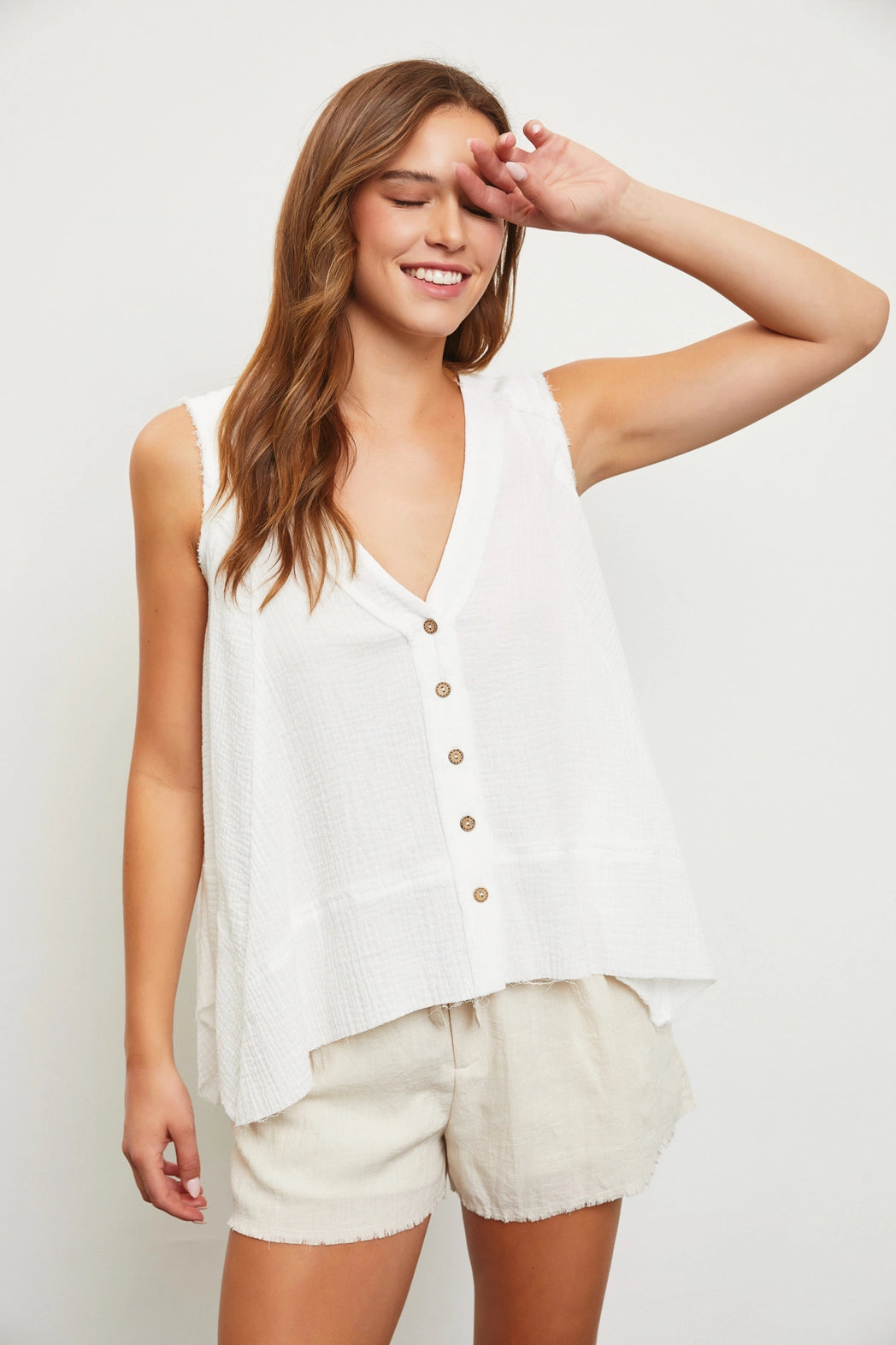 Shop the Weekend Away Take The Lead White Asymmetric Sleeveless Top