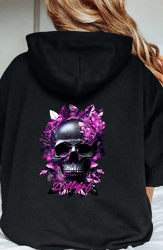 New Deals Dark Purple Skull Pullover Hoodie