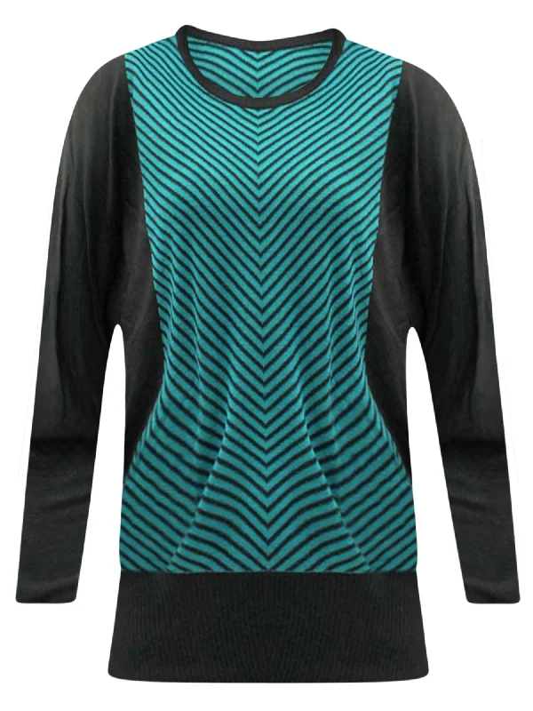 Early Access Chevron Striped Crew Neck Sweater With Dolman Sleeves
