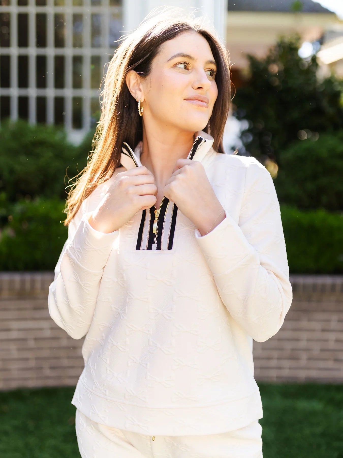One-Day Only Lula Ivory Bow Jacquard Top