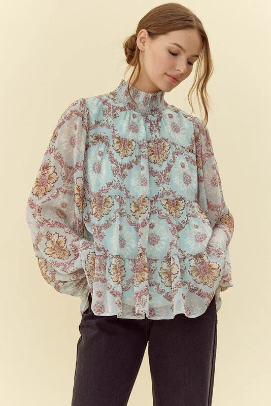 Best Seller Cloudy Days Powder Blue Chiffon Top