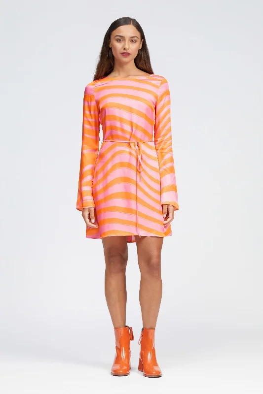 Markdown Madness Ceol Dress Pink/Orange Squiggle Print