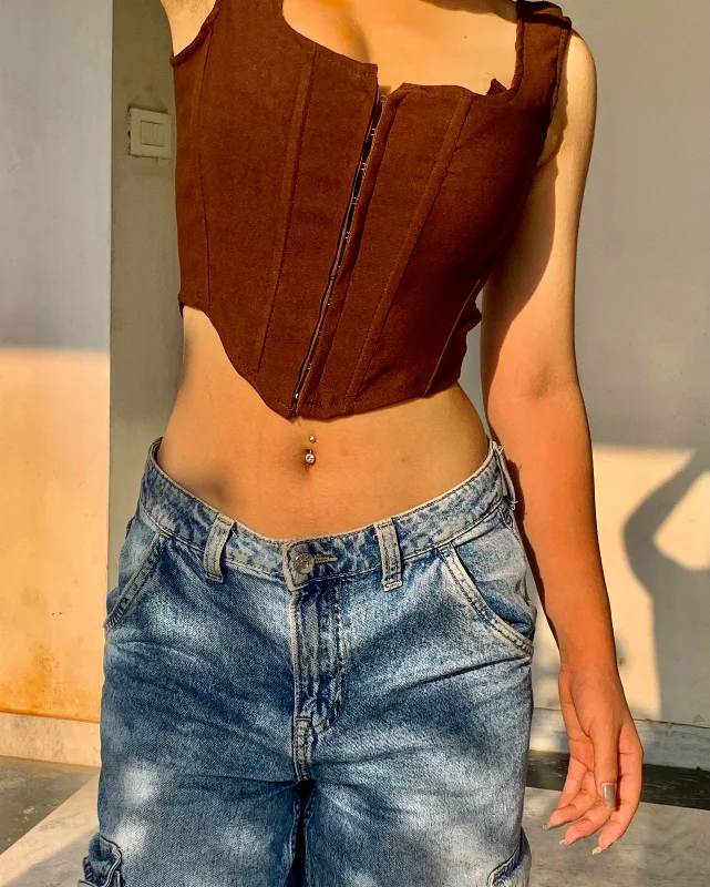 Instant Discount Shea Cocoa brown corset top