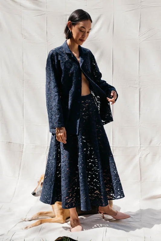 Weekend Offers That Dazzle Overture Lace Blouse - Navy