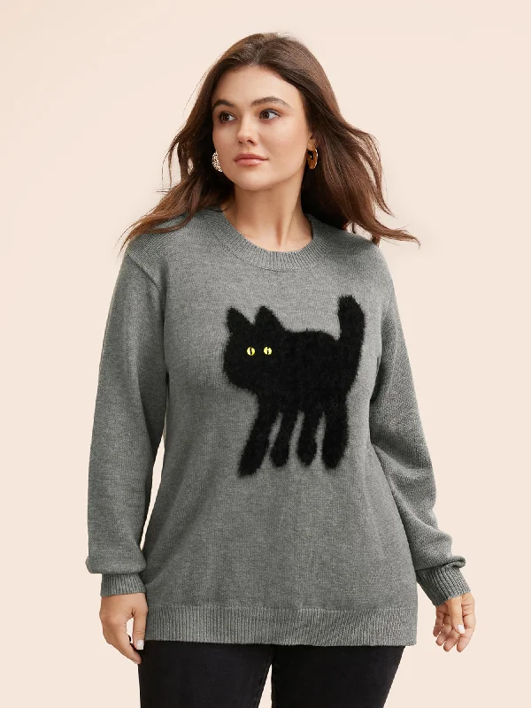 Can't Be Beat Supersoft Essentials Cat Slit Hem Pullover