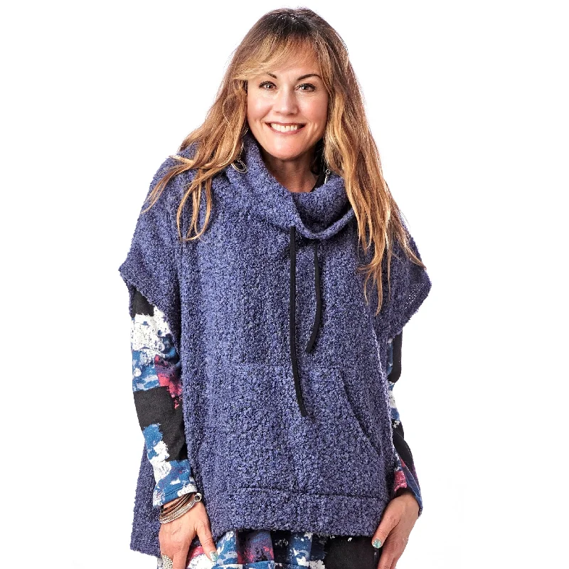 Quick Sale Boucle Poncho with Drawstring