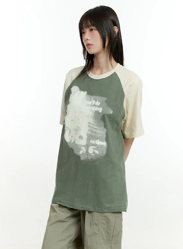 Celebrate the Weekend with Discounts Cotton Graphic Raglan T-Shirt CG402