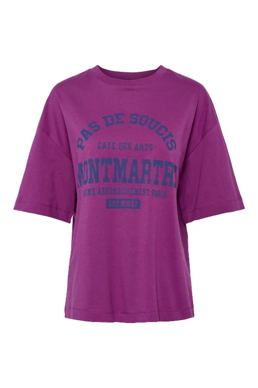 Exclusive Savings Pieces - Pcmaude Ss Printed T-Shirt Pwp Mm - 4723773 Clover Bellwether Blue