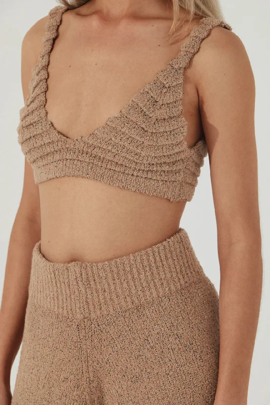 Deal of the Day Almond Cotton Blend Knit Bralette