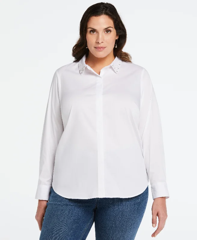 Half Price Plus Size Embellished Collar Blouse