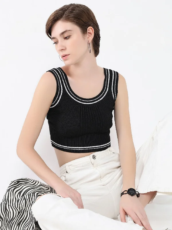 Unbeatable Prices Women Solid Black Top