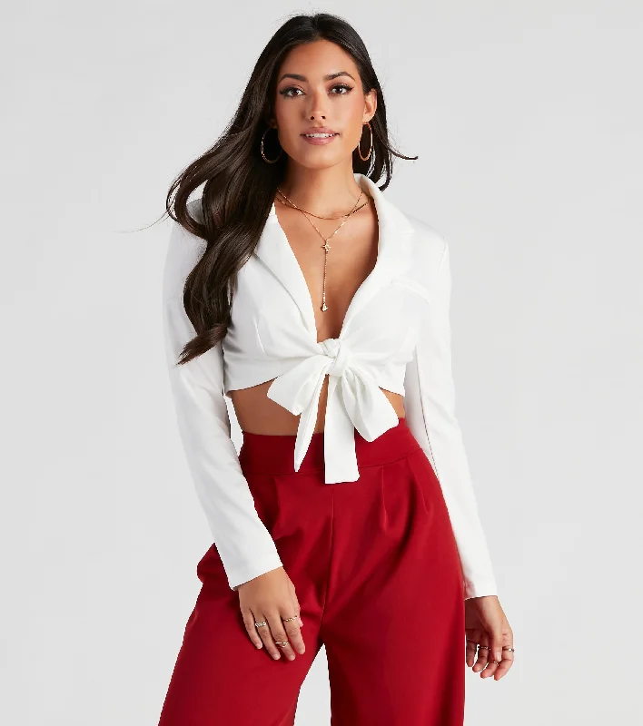Shop the Weekend Away Down To Business Tie-Front Blazer