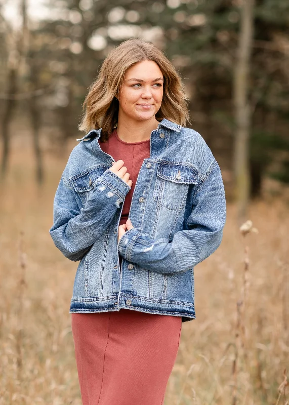 Weekend Deals That Spark Oversized Denim Distressed Jacket