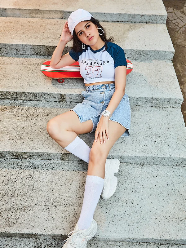 Weekend Deals That Excite Women Slim Fit White/Air Force Genz T-Shirt