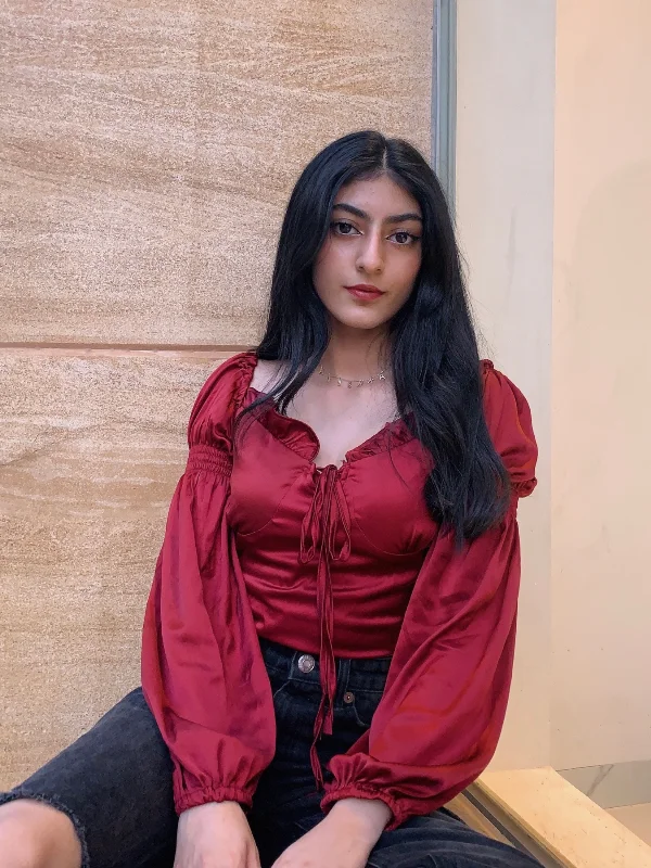 Take Advantage Elise maroon satin top