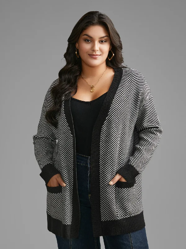 Price Drop Supersoft Essentials Striped Patch Pocket Cardigan