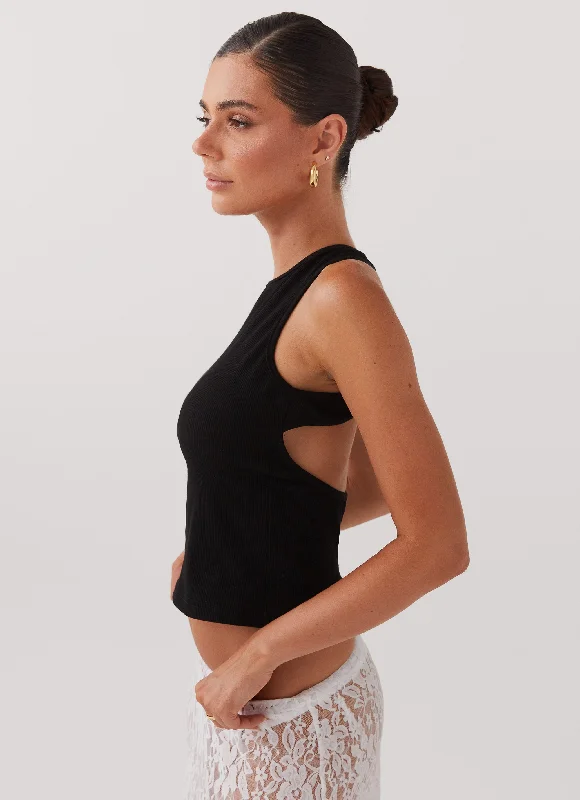 Weekend Specials to Cherish Alice Cut Out Tank Top - Black