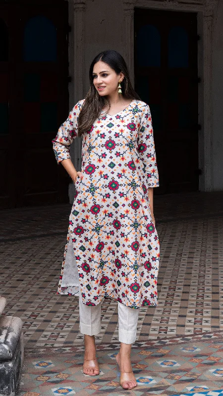 Can't Be Beat SABAA PATOLA PRINT CHANDERI SILK KURTA