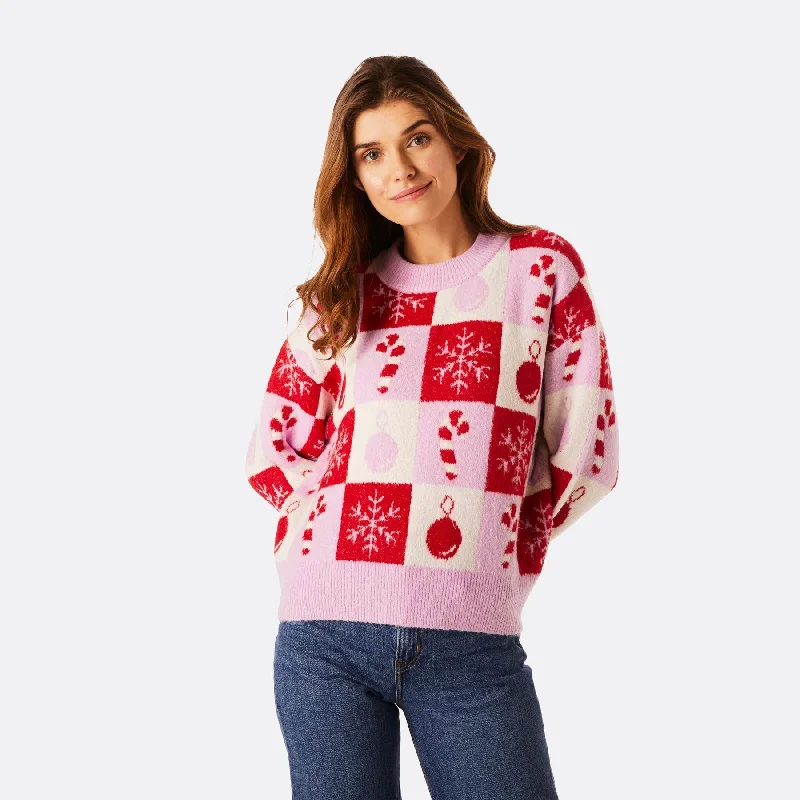 Weekend Deals to Brighten Your Day Karierter Oversized Weihnachtspullover Damen