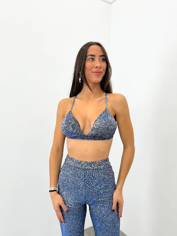 Year-End Clearance Top lurex set blue