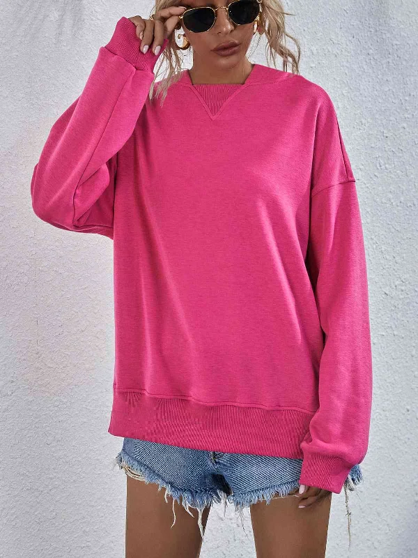 Incredible Offers Dropped Shoulder Slit Hoodie