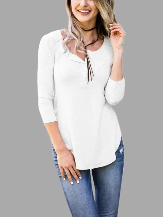 Deep Discounts Custom 3/4 Sleeve Curved Hem White T-Shirts
