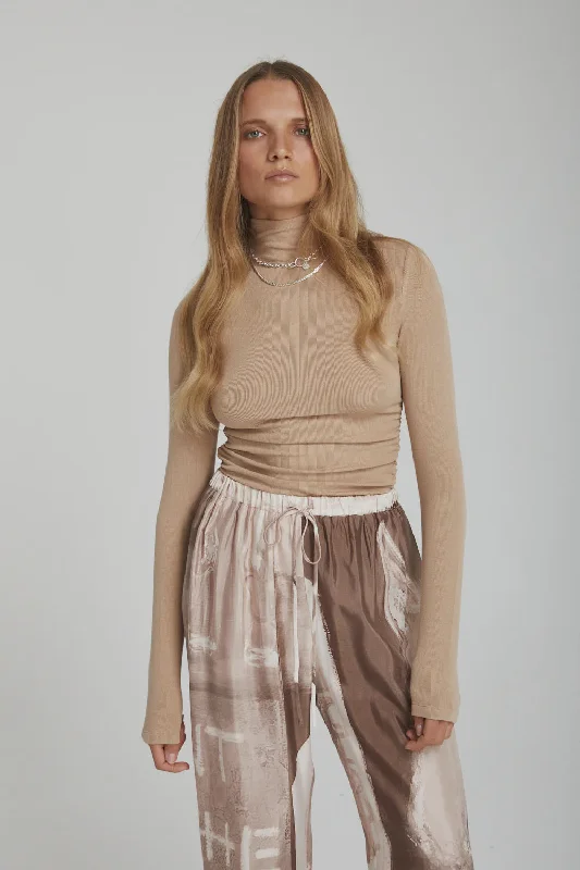 Take Advantage Ruched Skivvy - Wheat