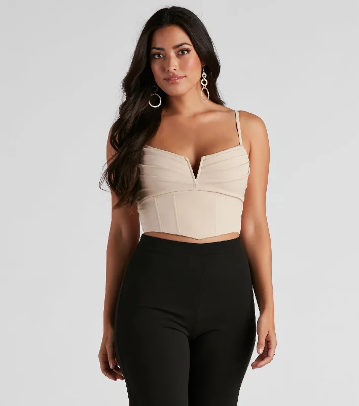 Super Bargain Pretty Pleats Satin Notch Bustier
