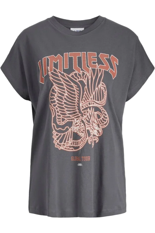 Weekend Savings Delight Jjxx - Jxwilma Astrid Boxy Sl Tee Ft24 - 4777385 Dark Shadow Limitless/Dragon