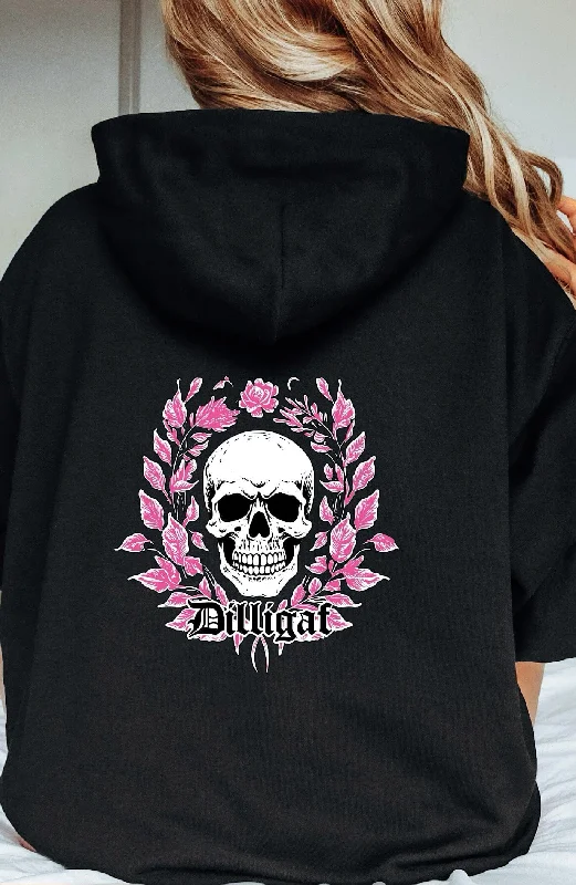 Reduced Prices Pink Vine Skull Pullover Hoodie