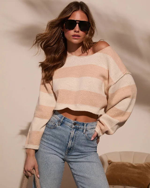 Closeout Saturday Morning Striped Crop Sweater
