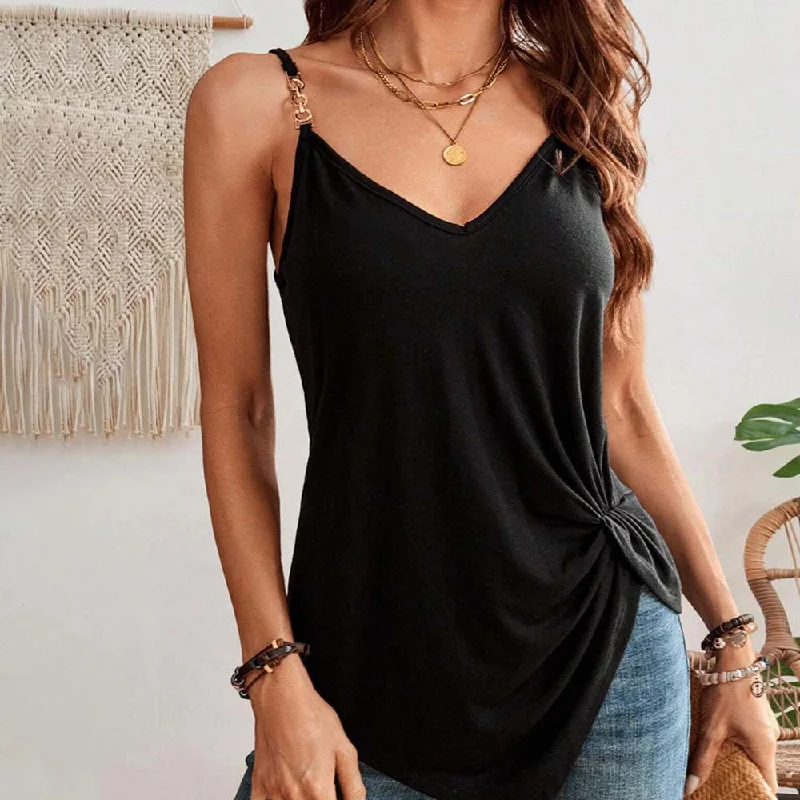 Price Fest Sexy V-Neck Shoulder Straps Side Twisted Cami Tops Wholesale Womens Clothing N3824070500020 Price Fest Sexy V-Neck Shoulder Straps Side Twisted Cami Tops Wholesale Womens Clothing N3824070500020