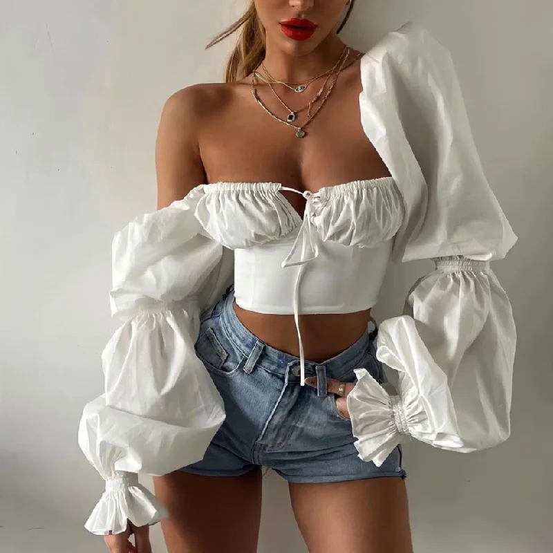 Super Deal Sexy Fashion Tie-Up Pleated Cropped Top Wholesale Womens Tops