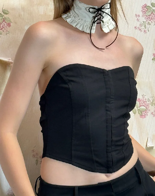 Great Bargain Elita Hook and Eye Corset Top in Black
