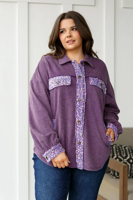 Time-Limited Offer Chaos of Sequins Shacket in Purple