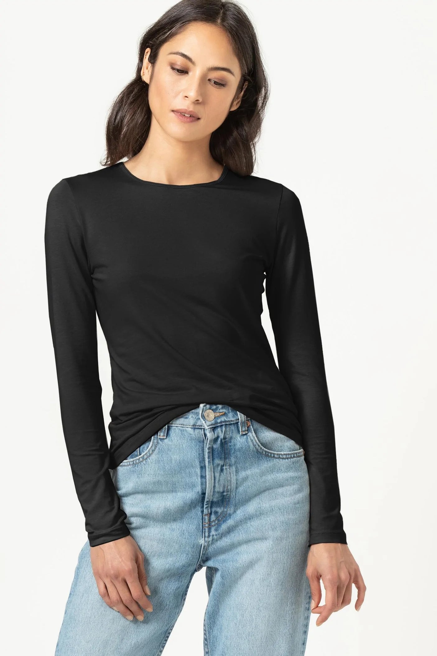 Best Seller Long Sleeve Crew Tee in Black