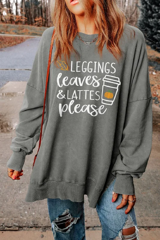 Exclusive Weekend Offers Inside LEGGINGS LEAVES LATTES PLEASE Graphic Sweatshirt