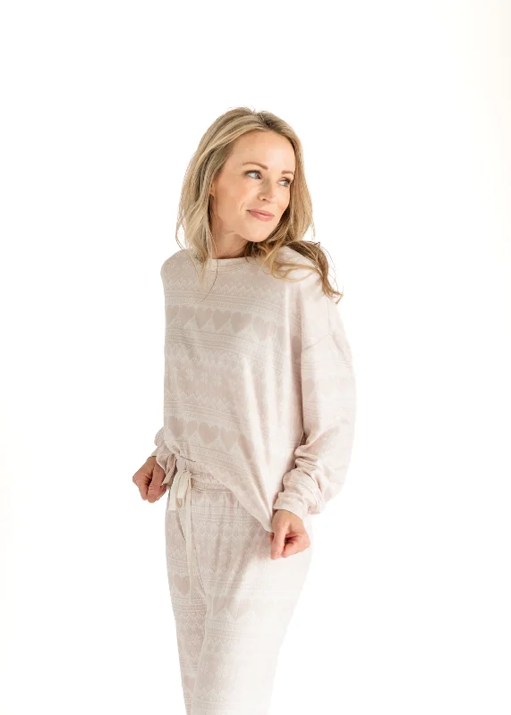 Price Slash Fairisle Heart Long Sleeve Lounge Top
