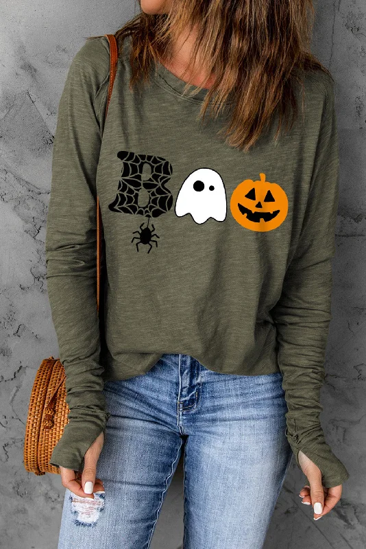 Weekend Discounts to Savor Halloween Graphic Long Sleeve T-Shirt