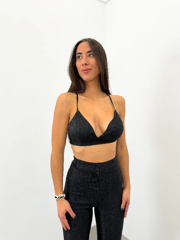 Shop the Weekend Away Top lurex set black