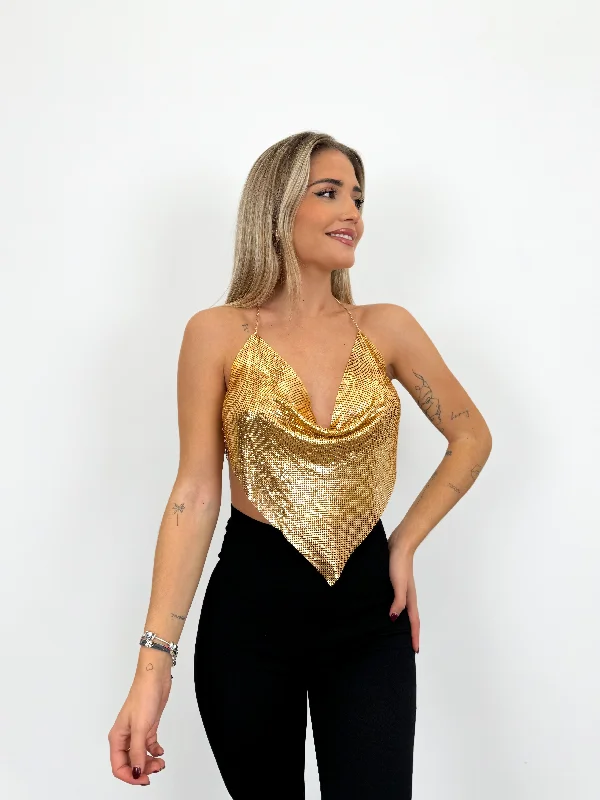 Unbeatable Prices Crop top shiny golden triangle