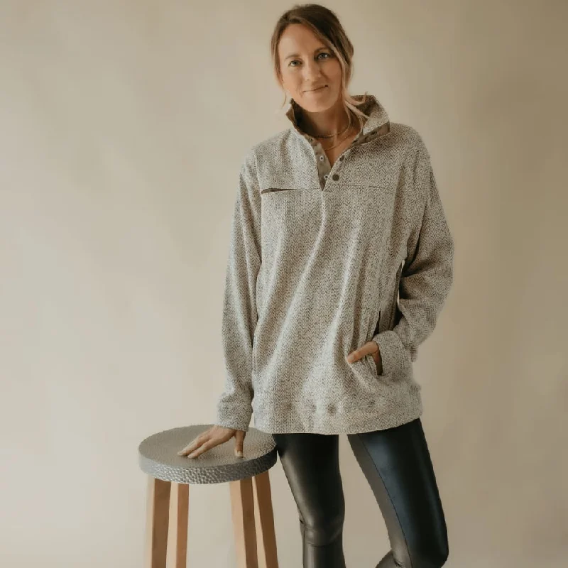 Midnight Madness Herringbone Snap Pullover