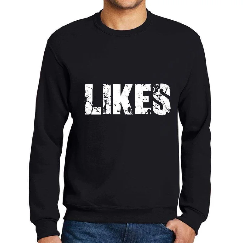 Final Clearance Men's Printed Graphic Sweatshirt Popular Words LIKES Deep Black