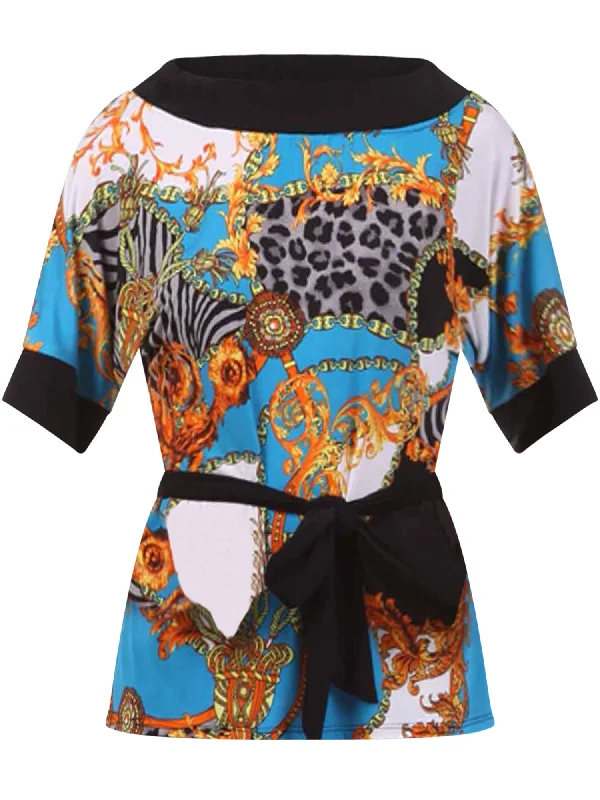 Weekend Specials to Enjoy Victorian Style Multicolor Print Kimono Top Size Medium
