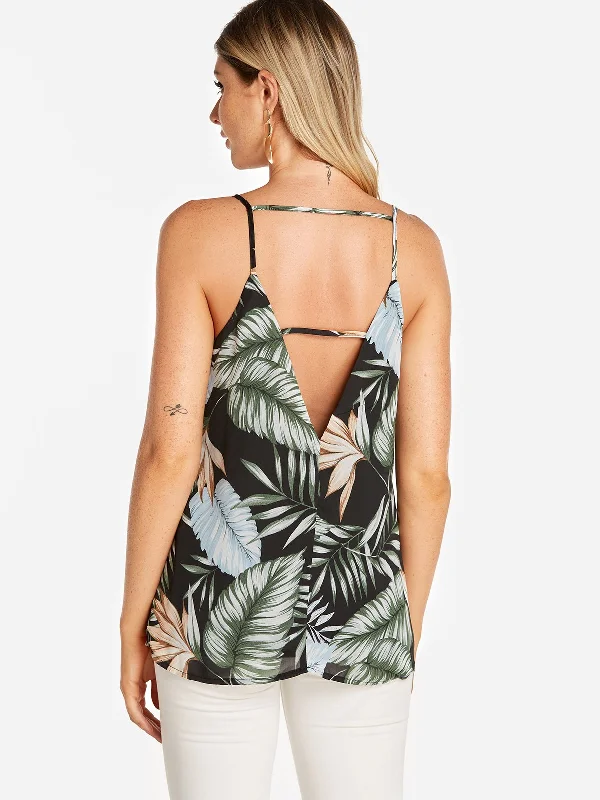 Seasonal Clearance Custom V-Neck Floral Print Sleeveless Camis