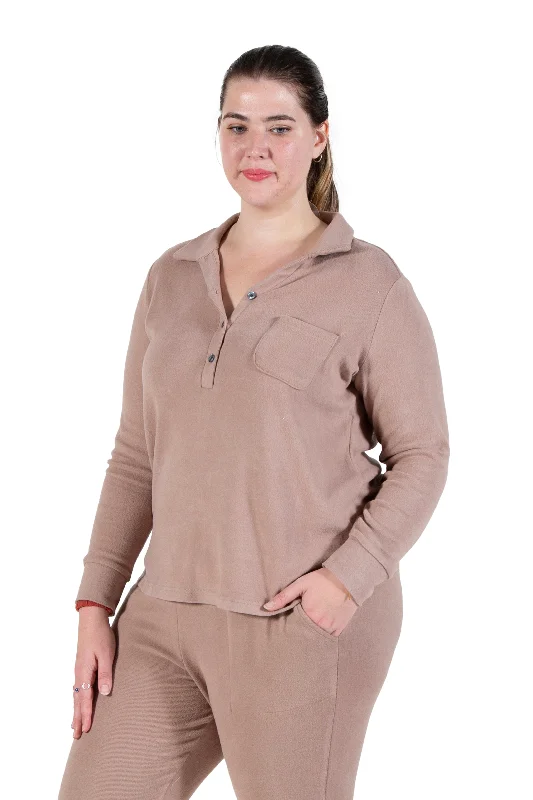 Weekend Deals to Make You Smile Plus Size Comfort Luxe Collection Cozy Notch Collar Shirt