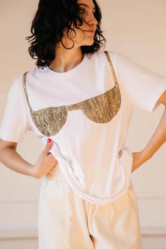 Price Drop Florida Woman Appliqué T  - White/Gold
