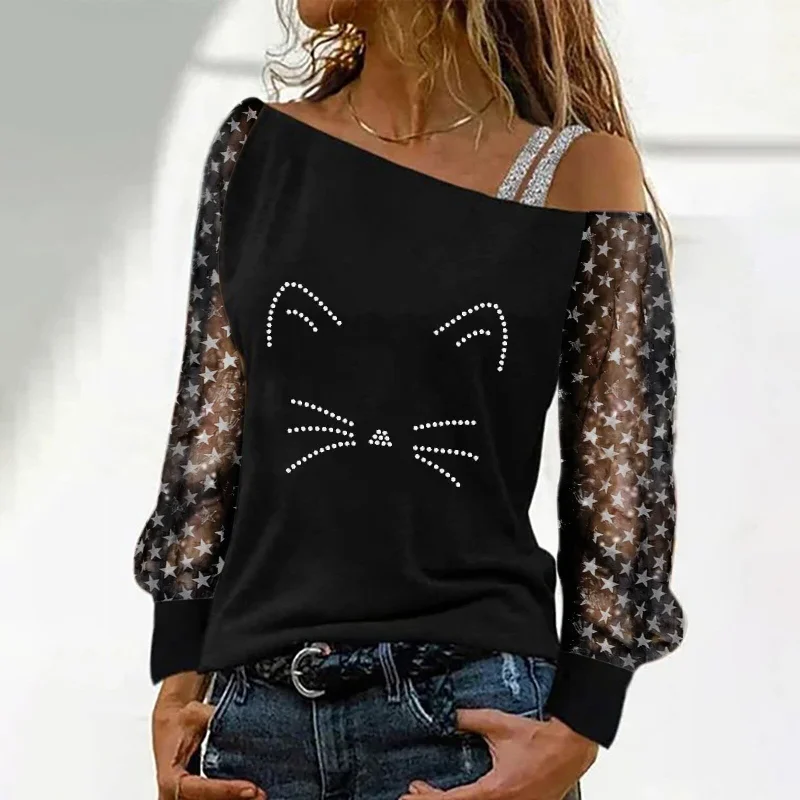 Low Price Sexy Off Shoulder Top Loose Wholesale Womens Long Sleeve T Shirts