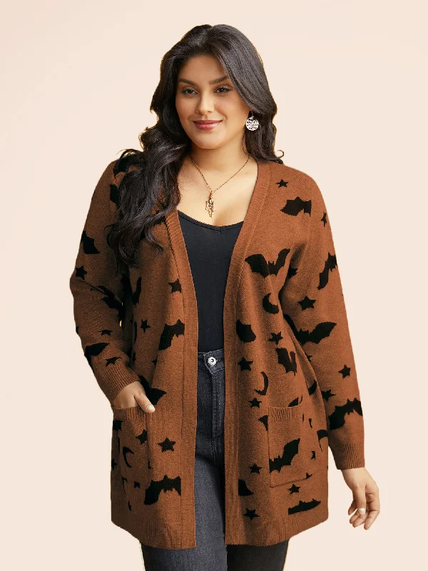 Weekend Offers That Sizzle Bat Printed Jacquard Cardigan